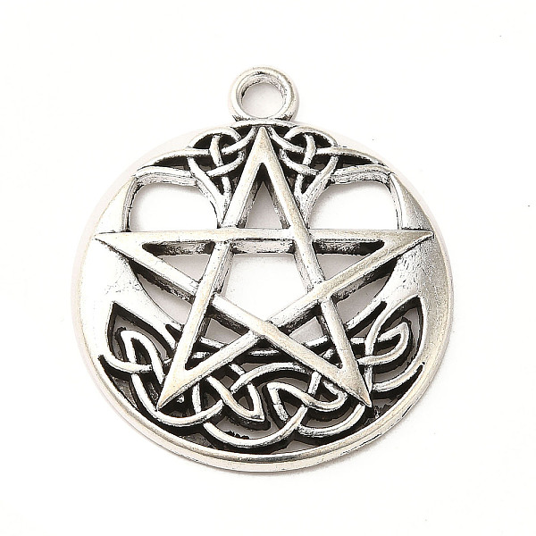 PandaHall Tibetan Style Alloy Pendants, Cadmium Free & Lead Free, Pentagram with Knot Charms, Antique Silver, 34.5x30x3mm, Hole: 3mm, about...
PandaHall Tibetan Style Alloy Pendants, Cadmium Free & Lead Free, Pentagram with Knot Charms, Antique Silver, 34.5x30x3mm, Hole: 3mm, about...