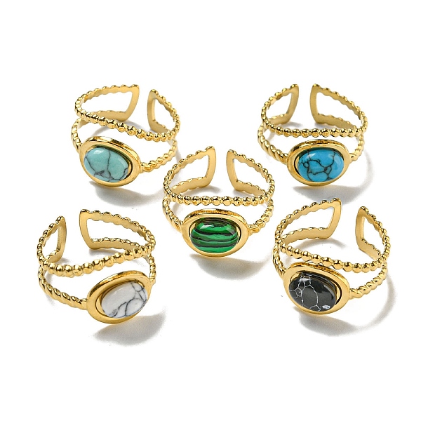 PandaHall 304 Stainless Steel Open Cuff Rings, Synthetic Malachite & Turquoise Oval Finger Rings for Women Men, Real 18K Gold Plated...
PandaHall 304 Stainless Steel Open Cuff Rings, Synthetic Malachite & Turquoise Oval Finger Rings for Women Men, Real 18K Gold Plated...