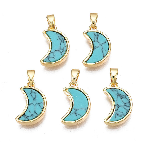PandaHall Real 18K Gold Plated Brass Pendants, with Synthetic Turquoise Cabochons, Cadmium Free & Nickel Free & Lead Free, Moon, Turquoise...
PandaHall Real 18K Gold Plated Brass Pendants, with Synthetic Turquoise Cabochons, Cadmium Free & Nickel Free & Lead Free, Moon, Turquoise...