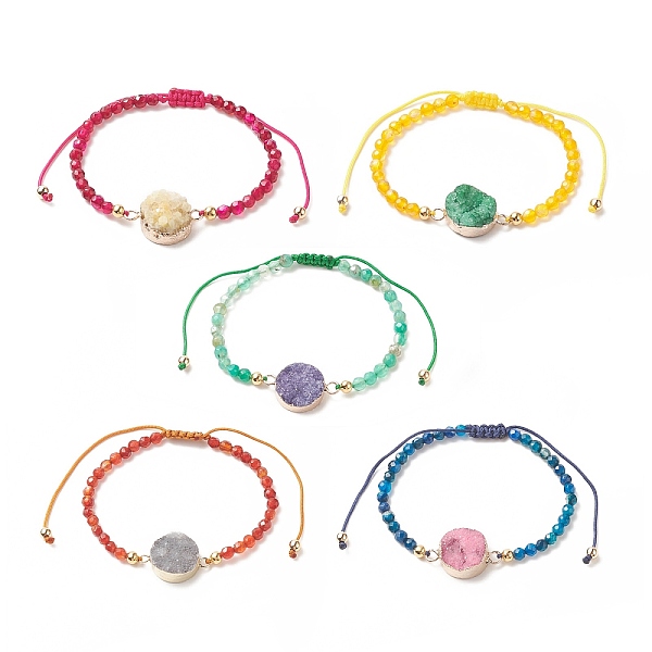 PandaHall 5Pcs 5 Color Dyed Natural Drusy Agate Flat Round Link Bracelets Set, Gemstone Adjustable Bracelet for Women, Mixed Color, Inner..., Multicolor
PandaHall 5Pcs 5 Color Dyed Natural Drusy Agate Flat Round Link Bracelets Set, Gemstone Adjustable Bracelet for Women, Mixed Color, Inner..., Multicolor