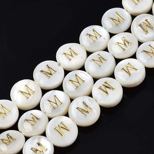 PandaHall Natural Freshwater Shell Beads, with Golden Enamel, Horizontal Hole, Flat Round with Alphabet, Seashell Color, Letter.M...
PandaHall Natural Freshwater Shell Beads, with Golden Enamel, Horizontal Hole, Flat Round with Alphabet, Seashell Color, Letter.M...