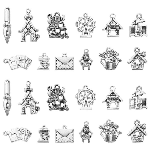 PandaHall 60Pcs 12 Styles Tibetan Style Alloy Pendants, Doghouse & Coffee Machine & Windmill, Antique Silver, 15~24.5x11~20x1~4mm, Hole: 2mm...
PandaHall 60Pcs 12 Styles Tibetan Style Alloy Pendants, Doghouse & Coffee Machine & Windmill, Antique Silver, 15~24.5x11~20x1~4mm, Hole: 2mm...
