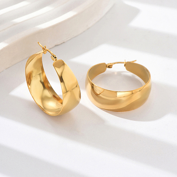 PandaHall 304 Stainless Steel Hoop Earrings for Women, Round Ring, Real 18K Gold Plated, 30x34mm 304 Stainless Steel Ring
PandaHall 304 Stainless Steel Hoop Earrings for Women, Round Ring, Real 18K Gold Plated, 30x34mm 304 Stainless Steel Ring