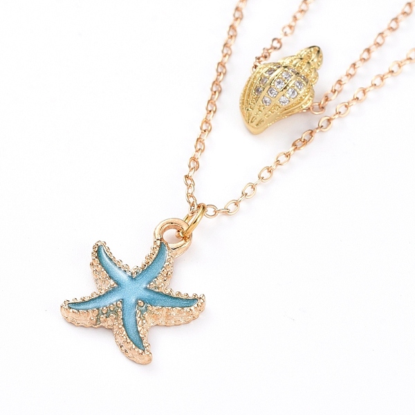 PandaHall Double Layer Necklaces, with Brass Cable Chains, 304 Stainless Steel Lobster Claw Clasps, Alloy Enamel Pendants and Brass Cubic..., Blue
PandaHall Double Layer Necklaces, with Brass Cable Chains, 304 Stainless Steel Lobster Claw Clasps, Alloy Enamel Pendants and Brass Cubic..., Blue
