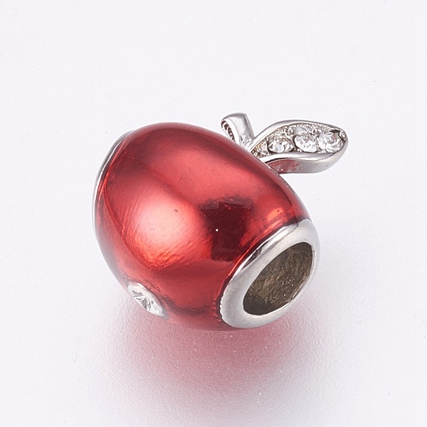 PandaHall 304 Stainless Steel European Beads, Large Hole Beads, with Enamel and Rhinestone, Fruit, Stainless Steel Color, Dark Red...
PandaHall 304 Stainless Steel European Beads, Large Hole Beads, with Enamel and Rhinestone, Fruit, Stainless Steel Color, Dark Red...