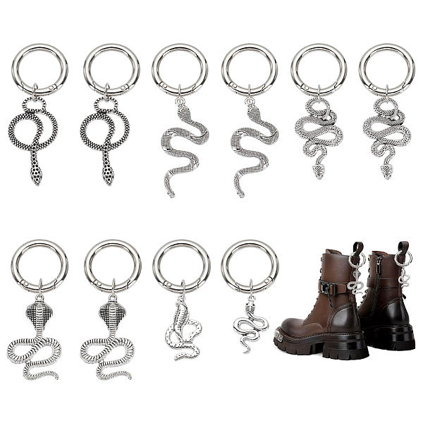 PandaHall Snake Tibetan Style Alloy Pendant Decorations, with Zinc Alloy Spring Gate Rings, Antique Silver & Platinum, 62~78mm, 6 styles...
PandaHall Snake Tibetan Style Alloy Pendant Decorations, with Zinc Alloy Spring Gate Rings, Antique Silver & Platinum, 62~78mm, 6 styles...