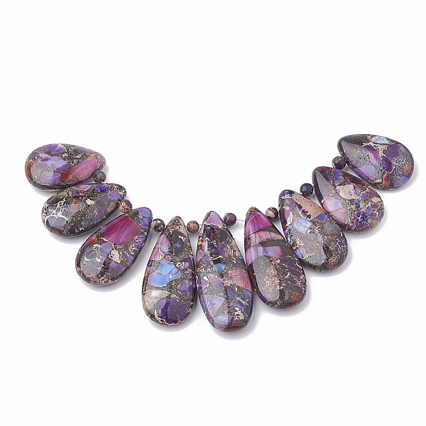 PandaHall Synthetic Gold Line Imperial Jasper Beads Strands, Graduated Fan Pendants, Focal Beads, Teardrop, Dyed, Blue Violet...
PandaHall Synthetic Gold Line Imperial Jasper Beads Strands, Graduated Fan Pendants, Focal Beads, Teardrop, Dyed, Blue Violet...