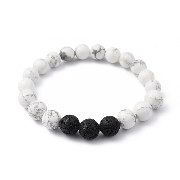 PandaHall Natural Howlite & Lava Rock Beaded Stretch Bracelets, Round, Inner Diameter: 2 inch(5.2cm), Beads: 8.5mm and 10.5mm Howlite
PandaHall Natural Howlite & Lava Rock Beaded Stretch Bracelets, Round, Inner Diameter: 2 inch(5.2cm), Beads: 8.5mm and 10.5mm Howlite