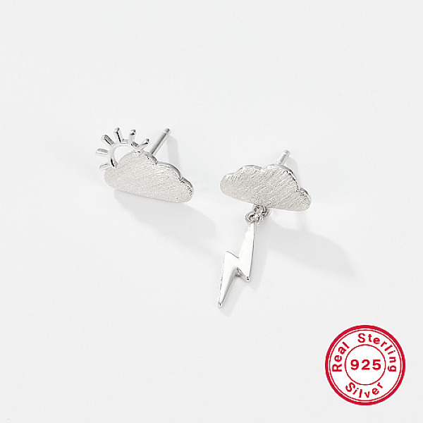 PandaHall Rhodium Plated 925 Sterling Silver Ear Studs, Asymmetrical Earrings, Cloud and Lightning, 14~25mm Sterling Silver Cloud
PandaHall Rhodium Plated 925 Sterling Silver Ear Studs, Asymmetrical Earrings, Cloud and Lightning, 14~25mm Sterling Silver Cloud