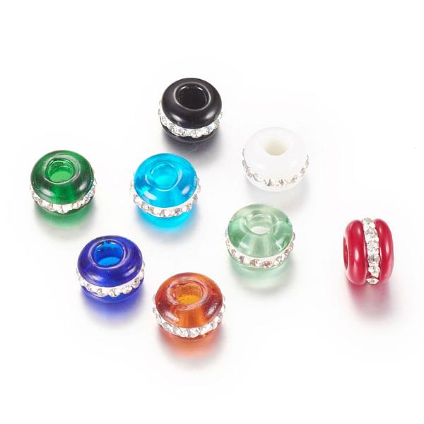 PandaHall Lampwork European Beads, Large Hole Beads, with Rhinestones, Rondelle, Mixed Color, 13~14x9mm, Hole: 4~4.5mm Lampwork Rondelle..., Multicolor
PandaHall Lampwork European Beads, Large Hole Beads, with Rhinestones, Rondelle, Mixed Color, 13~14x9mm, Hole: 4~4.5mm Lampwork Rondelle..., Multicolor