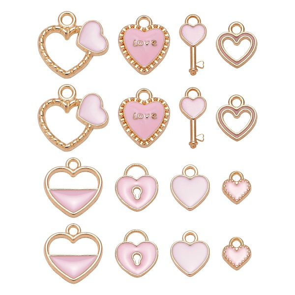 PandaHall 80Pcs 8 Style Light Gold Alloy Enamel Pendants, for Valentine's Day, Heart, Pink, 8.5~18x7~18x1.5~3mm, Hole: 1.6~2mm, 10pcs/style...
PandaHall 80Pcs 8 Style Light Gold Alloy Enamel Pendants, for Valentine's Day, Heart, Pink, 8.5~18x7~18x1.5~3mm, Hole: 1.6~2mm, 10pcs/style...