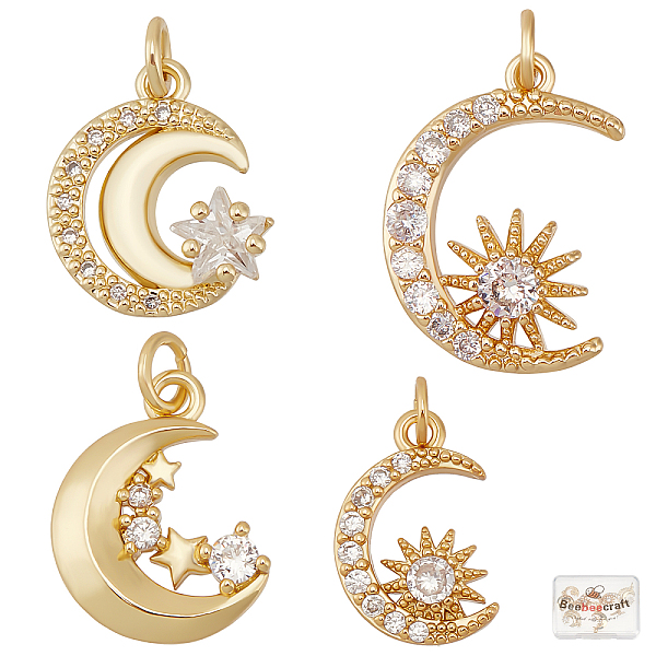 PandaHall Beebeecraft 8Pcs 4 Style 18K Gold Plated Moon Charms with Cubic Zirconia Sun and Star Dangle Pendants with Jump Ring for DIY..., Clear
PandaHall Beebeecraft 8Pcs 4 Style 18K Gold Plated Moon Charms with Cubic Zirconia Sun and Star Dangle Pendants with Jump Ring for DIY..., Clear