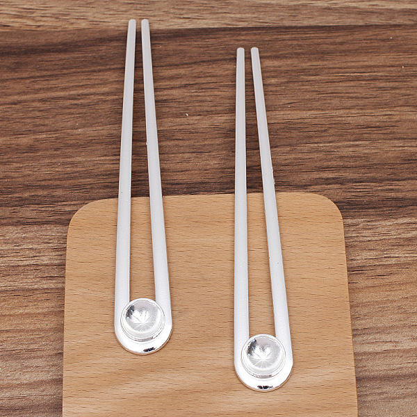 PandaHall Alloy Hair Fork Findings, Cabochon Settings, with Iron Pins, Round, Silver, 148x20mm Alloy
PandaHall Alloy Hair Fork Findings, Cabochon Settings, with Iron Pins, Round, Silver, 148x20mm Alloy