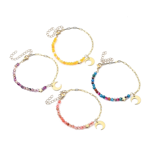 PandaHall Brass Charm Bracelets, with Dyed Natural Agate Beads and 304 Stainless Steel Lobster Claw Clasps, Moon, Golden, Mixed Color, 7-7/8..., Multicolor
PandaHall Brass Charm Bracelets, with Dyed Natural Agate Beads and 304 Stainless Steel Lobster Claw Clasps, Moon, Golden, Mixed Color, 7-7/8..., Multicolor
