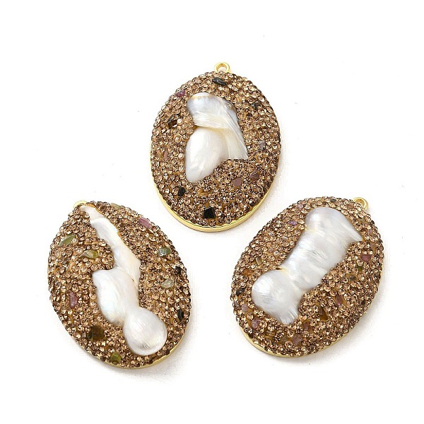 PandaHall Brass Pave Rhinestone Pendants, Oval Charms with Natural Freshwater Pearl, Long-Lasting Plated, Golden, 41~41.5x29~29.5x9.5~10.5mm...
PandaHall Brass Pave Rhinestone Pendants, Oval Charms with Natural Freshwater Pearl, Long-Lasting Plated, Golden, 41~41.5x29~29.5x9.5~10.5mm...