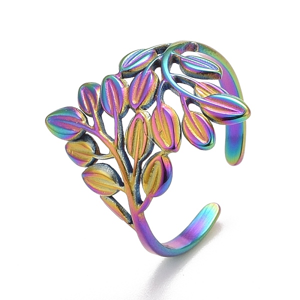 PandaHall Rainbow Color Ion Plating(IP) 304 Stainless Steel Leaf Wrap Open Cuff Ring for Women, US Size 7(17.3mm) 304 Stainless Steel
PandaHall Rainbow Color Ion Plating(IP) 304 Stainless Steel Leaf Wrap Open Cuff Ring for Women, US Size 7(17.3mm) 304 Stainless Steel