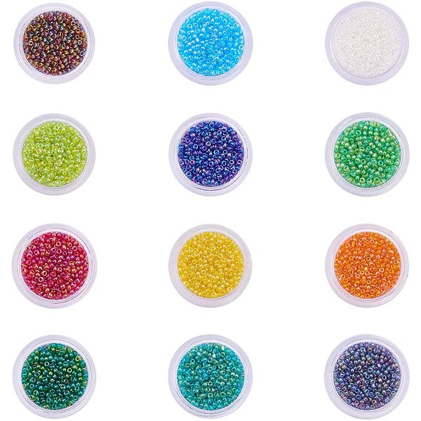 PandaHall 12 Colors Glass Seed Beads, 12/0, Round, Mixed Color, 2x1.5mm, Hole: 0.9mm Glass Multicolor
PandaHall 12 Colors Glass Seed Beads, 12/0, Round, Mixed Color, 2x1.5mm, Hole: 0.9mm Glass Multicolor
