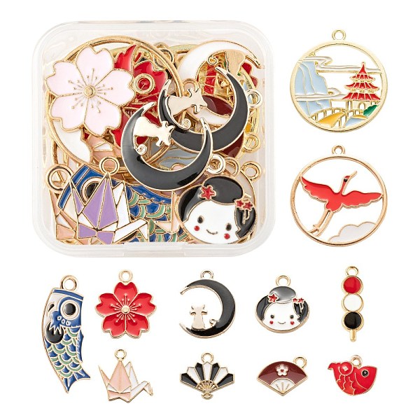 PandaHall 30Pcs 15 Style Light Gold Alloy Enamel Pendants, Japanese Dango & Sakura Flower & Fan & Paper Crane & Girl & Flat Round & Crescent..., Multicolor
PandaHall 30Pcs 15 Style Light Gold Alloy Enamel Pendants, Japanese Dango & Sakura Flower & Fan & Paper Crane & Girl & Flat Round & Crescent..., Multicolor