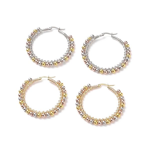 PandaHall 2 Pair 2 Color Round Brass Braided Bead Hoop Earrings, 304 Stainless Steel Wire Wrap Jewelry for Women, Golden & Stainless Steel...
PandaHall 2 Pair 2 Color Round Brass Braided Bead Hoop Earrings, 304 Stainless Steel Wire Wrap Jewelry for Women, Golden & Stainless Steel...