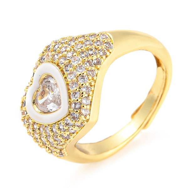 PandaHall Enamel Heart Adjustable Ring with Clear Cubic Zirconia, Real 18K Gold Plated Brass Ring, Lead Free & Cadmium Free, White, Inner...
PandaHall Enamel Heart Adjustable Ring with Clear Cubic Zirconia, Real 18K Gold Plated Brass Ring, Lead Free & Cadmium Free, White, Inner...
