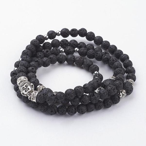 PandaHall Natural Lava Rock Beaded Wrap Bracelets, 4-Loop, with Alloy Beads and Brass Rhinestone Bead Spacers, Antique Silver, (28-3/4..., Black
PandaHall Natural Lava Rock Beaded Wrap Bracelets, 4-Loop, with Alloy Beads and Brass Rhinestone Bead Spacers, Antique Silver, (28-3/4..., Black