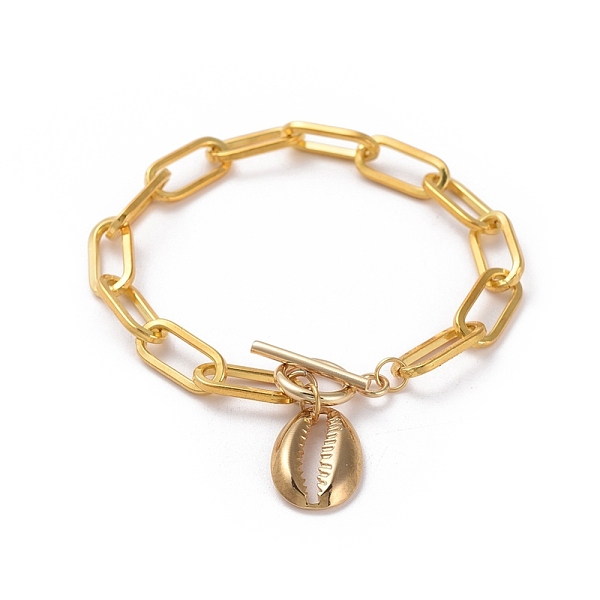 PandaHall Charm Bracelets, with Iron Paperclip Chains, 304 Stainless Steel Toggle Clasps & Cowrie Shell Shape Pendants, Golden, 7-1/2 inch...
PandaHall Charm Bracelets, with Iron Paperclip Chains, 304 Stainless Steel Toggle Clasps & Cowrie Shell Shape Pendants, Golden, 7-1/2 inch...