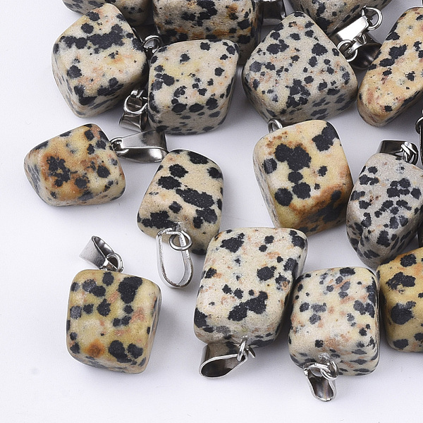 PandaHall Natural Dalmatian Jasper Pendants, with Stainless Steel Snap On Bails, Nuggets, 15~35x10~20x5~15mm, Hole: 3x7.5mm Dalmatian Jasper...
PandaHall Natural Dalmatian Jasper Pendants, with Stainless Steel Snap On Bails, Nuggets, 15~35x10~20x5~15mm, Hole: 3x7.5mm Dalmatian Jasper...