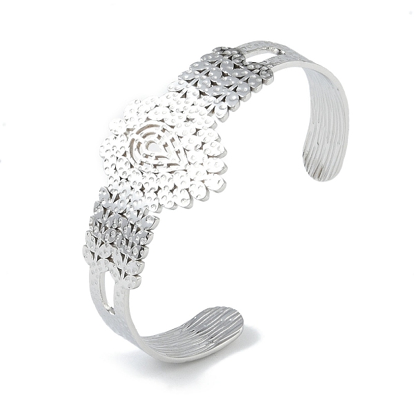 PandaHall 304 Stainless Steel Hollow Leaf Open Cuff Bangles for Women, Stainless Steel Color, Inner Diameter: 2 inch(5cm), 30mm 304...
PandaHall 304 Stainless Steel Hollow Leaf Open Cuff Bangles for Women, Stainless Steel Color, Inner Diameter: 2 inch(5cm), 30mm 304...