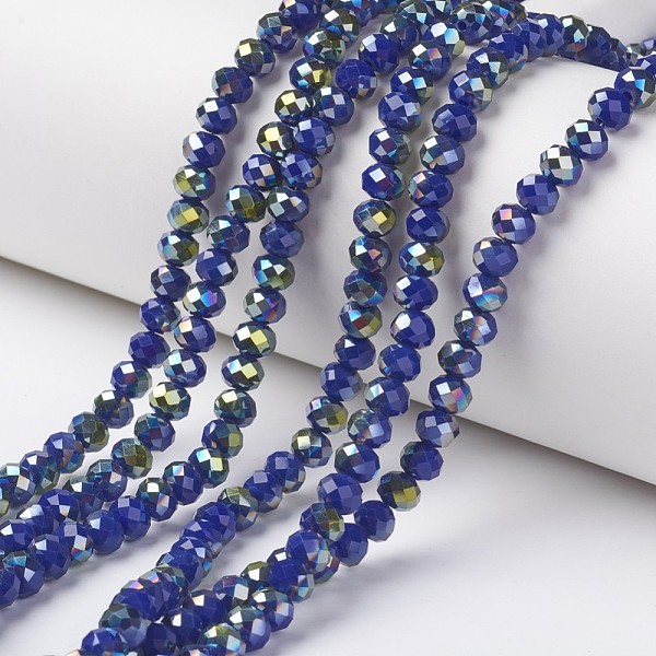 PandaHall Electroplate Opaque Glass Beads Strands, Half Green Plated, Faceted, Rondelle, Medium Blue, 4x3mm, Hole: 0.4mm, about...
PandaHall Electroplate Opaque Glass Beads Strands, Half Green Plated, Faceted, Rondelle, Medium Blue, 4x3mm, Hole: 0.4mm, about...