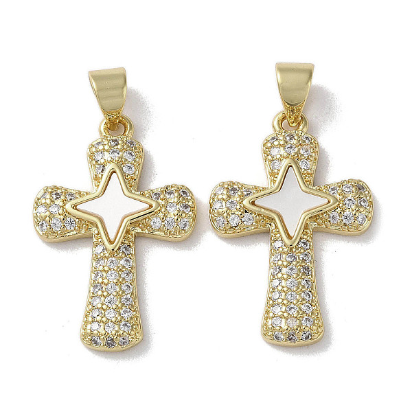 PandaHall Brass Micro Pave Cubic Zirconia Pendants, with Shell, Cross, Real 18K Gold Plated, 23.5x15x2.5mm, Hole: 3.5x5mm Brass+Cubic..., Clear
PandaHall Brass Micro Pave Cubic Zirconia Pendants, with Shell, Cross, Real 18K Gold Plated, 23.5x15x2.5mm, Hole: 3.5x5mm Brass+Cubic..., Clear