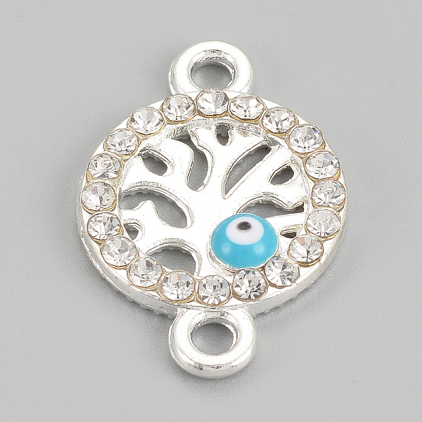 PandaHall Alloy Rhinestone Links connectors, Cadmium Free & Lead Free, Flat Round with Evil Eye, Sky Blue, Silver Color Plated, 21x14x2mm...
PandaHall Alloy Rhinestone Links connectors, Cadmium Free & Lead Free, Flat Round with Evil Eye, Sky Blue, Silver Color Plated, 21x14x2mm...