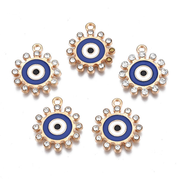PandaHall Alloy Enamel Pendants, with Crystal Rhinestone, Light Gold, Cadmium Free & Lead Free, Flower with Evil Eye, Dark Blue, 19x16x2mm...
PandaHall Alloy Enamel Pendants, with Crystal Rhinestone, Light Gold, Cadmium Free & Lead Free, Flower with Evil Eye, Dark Blue, 19x16x2mm...