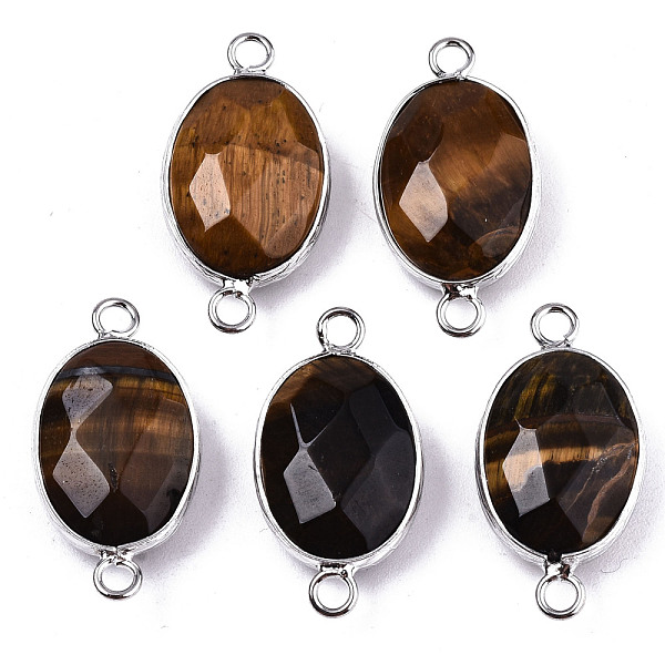 PandaHall Natural Tiger Eye Links/Connectors, Platinum Tone Brass Edge, Faceted Oval, 27.5x14~15x6mm, Hole: 2mm Tiger Eye Oval
PandaHall Natural Tiger Eye Links/Connectors, Platinum Tone Brass Edge, Faceted Oval, 27.5x14~15x6mm, Hole: 2mm Tiger Eye Oval