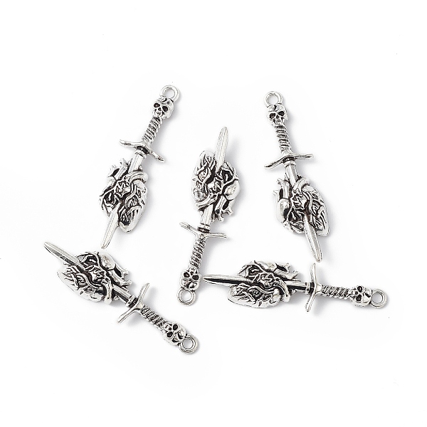 PandaHall Tibetan Style Alloy Pendants, Skull Sword with Heart Charm, Antique Silver, 49x13.5x7mm, Hole: 2.2mm Alloy Heart
PandaHall Tibetan Style Alloy Pendants, Skull Sword with Heart Charm, Antique Silver, 49x13.5x7mm, Hole: 2.2mm Alloy Heart