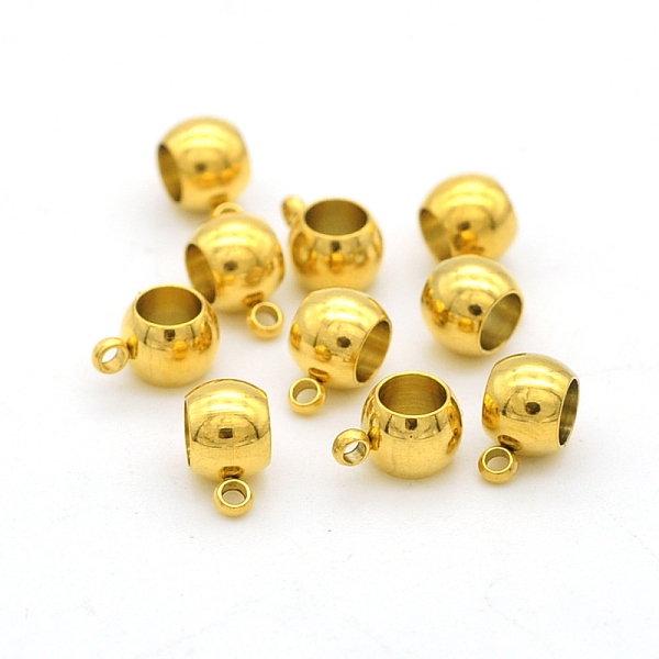 PandaHall 201 Stainless Steel Tube Bails, Loop Bails, Rondelle, Golden, 9x6x5mm, Hole: 1.4mm, Inner Diameter: 4mm 201 Stainless Steel...
PandaHall 201 Stainless Steel Tube Bails, Loop Bails, Rondelle, Golden, 9x6x5mm, Hole: 1.4mm, Inner Diameter: 4mm 201 Stainless Steel...