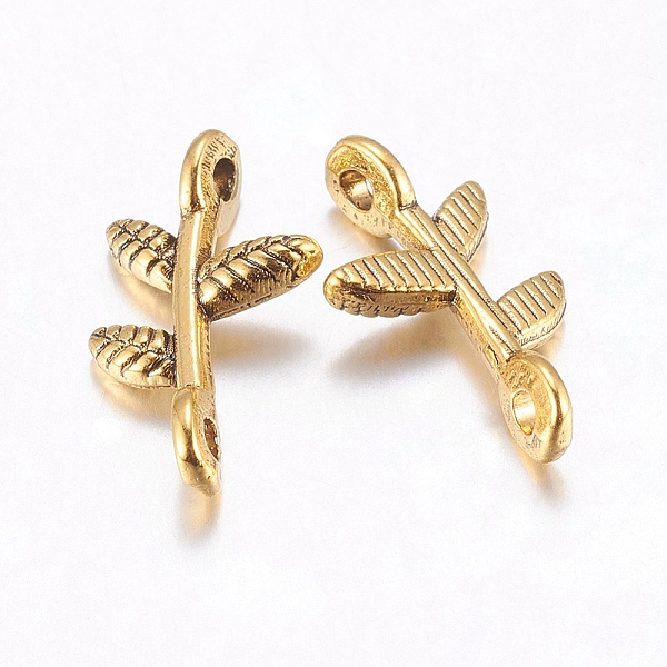 PandaHall Tibetan Style Links connectors, Lead Free, Nickel Free and Cadmium Free, Leaf, Antique Golden, 17x9.5x3mm, Hole: 1mm, about...
PandaHall Tibetan Style Links connectors, Lead Free, Nickel Free and Cadmium Free, Leaf, Antique Golden, 17x9.5x3mm, Hole: 1mm, about...
