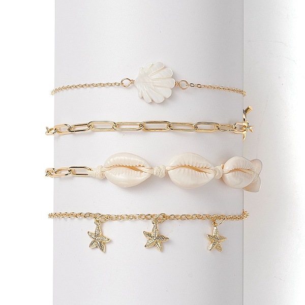 PandaHall 4Pcs 4 Style Natural Shell Beaded Anklets Set, Brass Starfish Charms Anklets with Paperclip Chains for Women, Golden, 9-1/8 inch...
PandaHall 4Pcs 4 Style Natural Shell Beaded Anklets Set, Brass Starfish Charms Anklets with Paperclip Chains for Women, Golden, 9-1/8 inch...