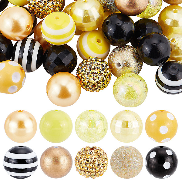 PandaHall PH 50pcs 18~20mm Chunk Beads, 9 Styles Mix Bubblegum Ball Beads Yellow Black Spacer Bead Acrylic Round Loose Beads for Jewelry...
PandaHall PH 50pcs 18~20mm Chunk Beads, 9 Styles Mix Bubblegum Ball Beads Yellow Black Spacer Bead Acrylic Round Loose Beads for Jewelry...