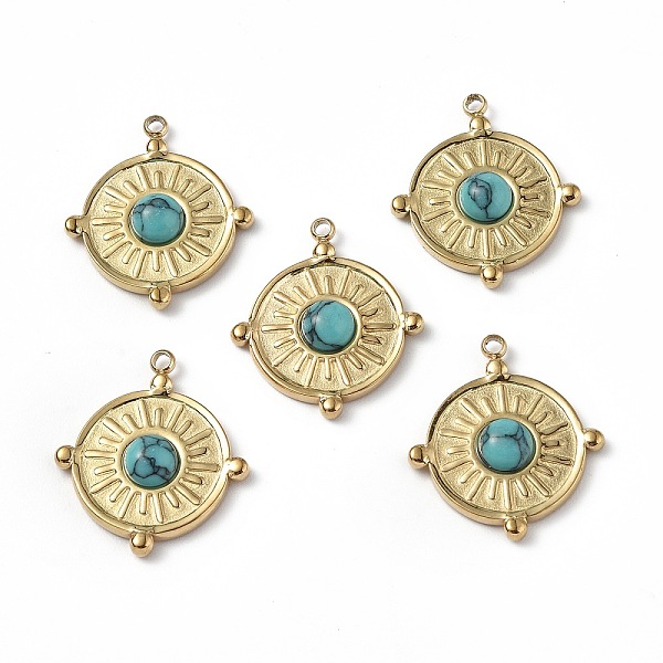PandaHall Vacuum Plating 201 Stainless Steel Natural Turquoise Pendants, Real 18K Gold Plated, Flat Round Charms, 20.5x18x4mm, Hole: 1.2mm...
PandaHall Vacuum Plating 201 Stainless Steel Natural Turquoise Pendants, Real 18K Gold Plated, Flat Round Charms, 20.5x18x4mm, Hole: 1.2mm...