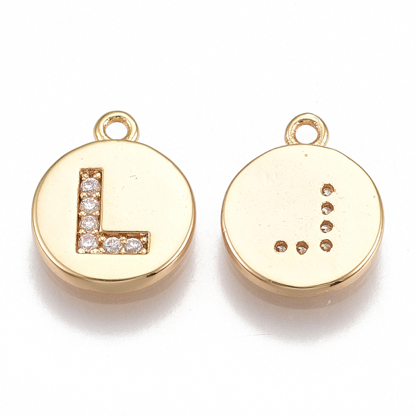 PandaHall Brass Cubic Zirconia Charms, Flat Round with Letter, Nickel Free, Real 18K Gold Plated, Clear, Letter.L, 12x10x2mm, Hole: 1mm...
PandaHall Brass Cubic Zirconia Charms, Flat Round with Letter, Nickel Free, Real 18K Gold Plated, Clear, Letter.L, 12x10x2mm, Hole: 1mm...