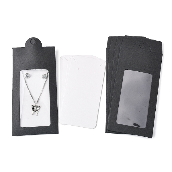 PandaHall Paper Boxes, with Necklace & Earring Jewelry Display Cards and Clear PVC Window, Packaging Boxes, Rectangle, Black, 15.4x6.7x0.1cm...
PandaHall Paper Boxes, with Necklace & Earring Jewelry Display Cards and Clear PVC Window, Packaging Boxes, Rectangle, Black, 15.4x6.7x0.1cm...