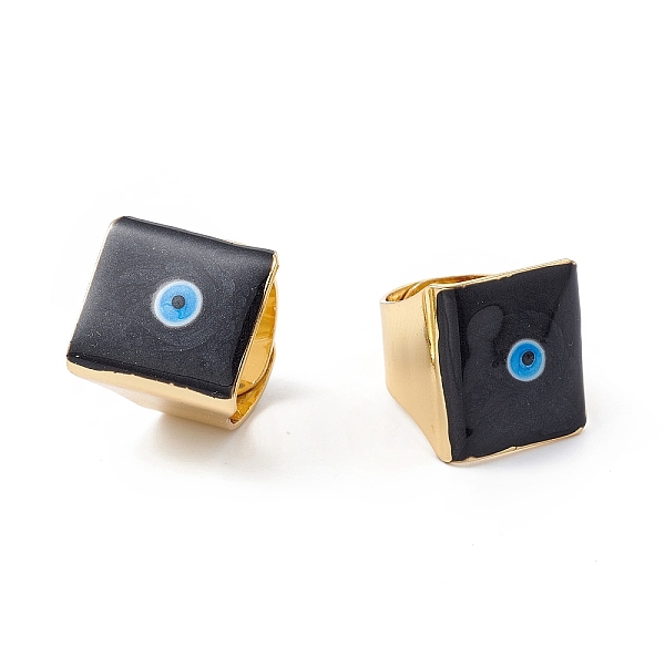 PandaHall Square Enamel with Evil Eye Wide Band Finger Rings, Real 18K Gold Plated Brass Adjustable Rings for Women Men, Black, 18.5mm...
PandaHall Square Enamel with Evil Eye Wide Band Finger Rings, Real 18K Gold Plated Brass Adjustable Rings for Women Men, Black, 18.5mm...