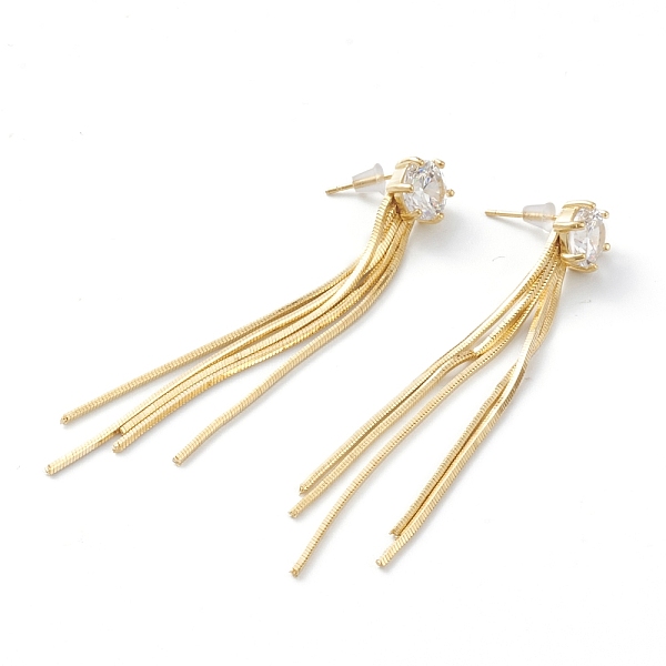 PandaHall Brass Snake Chain Tassel Earrings, with Cubic Zirconia, Steel Pin and Plastic Ear Nuts, Long-Lasting Plated, Real 18K Gold Plated..., Clear
PandaHall Brass Snake Chain Tassel Earrings, with Cubic Zirconia, Steel Pin and Plastic Ear Nuts, Long-Lasting Plated, Real 18K Gold Plated..., Clear