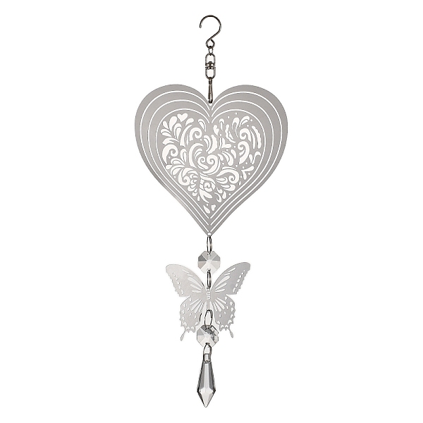 PandaHall Butterfly 201 Stainless Steel 3D Wind Spinner with Glass Pendant, for Outside Yard and Garden Decoration, Heart, 243mm, Pendant...
PandaHall Butterfly 201 Stainless Steel 3D Wind Spinner with Glass Pendant, for Outside Yard and Garden Decoration, Heart, 243mm, Pendant...