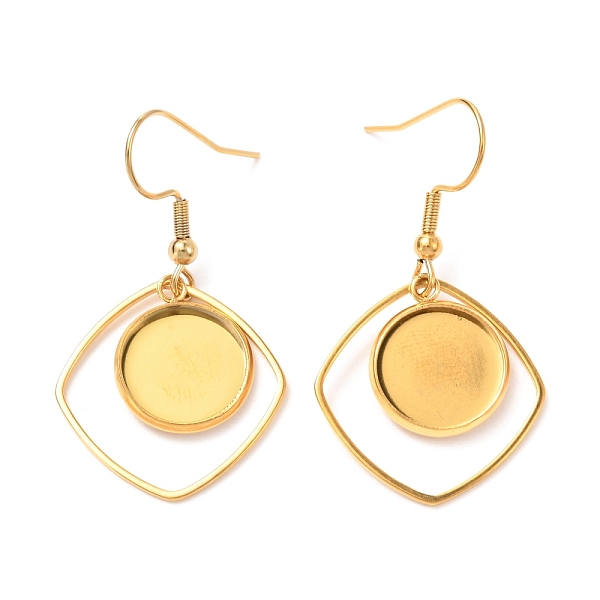 PandaHall 201 Stainless Steel Earring Hooks, with Flat Round Cabochon Settings, Rhombus, Golden, Tray: 12mm, 40mm, 22 Gauge, Pin: 0.6mm 201...
PandaHall 201 Stainless Steel Earring Hooks, with Flat Round Cabochon Settings, Rhombus, Golden, Tray: 12mm, 40mm, 22 Gauge, Pin: 0.6mm 201...