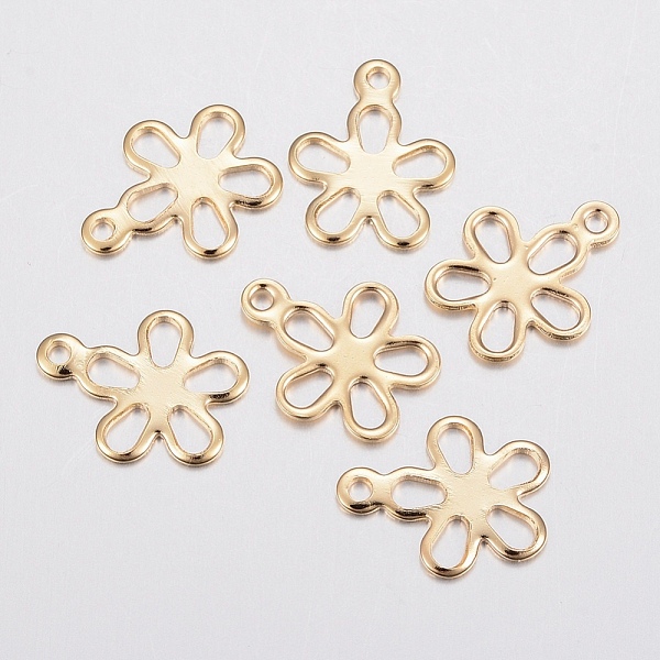 PandaHall 304 Stainless Steel Charms, Flower, Golden, 14x11x0.8mm, Hole: 1.2mm 304 Stainless Steel Flower
PandaHall 304 Stainless Steel Charms, Flower, Golden, 14x11x0.8mm, Hole: 1.2mm 304 Stainless Steel Flower