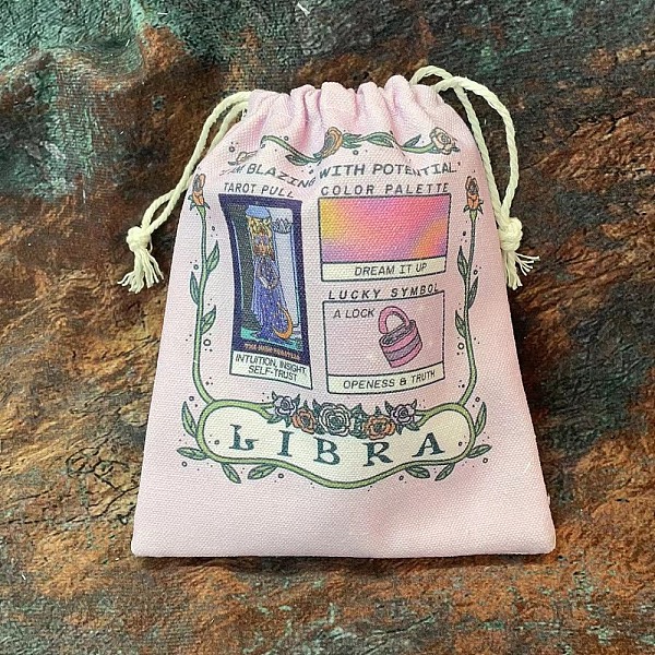 PandaHall Tarot Card Storage Bag, Canvas Cloth Tarot Drawstring Bags, Rectangle with Constellation Pattern, Libra, 18x13cm Cloth Libra
PandaHall Tarot Card Storage Bag, Canvas Cloth Tarot Drawstring Bags, Rectangle with Constellation Pattern, Libra, 18x13cm Cloth Libra