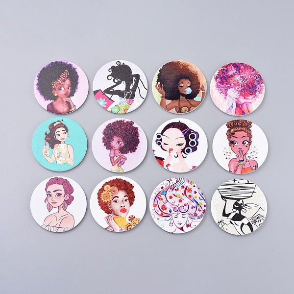 PandaHall Printed Wooden Big Pendants, Dyed, Flat Round with Fashion Lady, Mixed Color, 60x2.5mm, Hole: 1.5mm Wood Flat Round Multicolor
PandaHall Printed Wooden Big Pendants, Dyed, Flat Round with Fashion Lady, Mixed Color, 60x2.5mm, Hole: 1.5mm Wood Flat Round Multicolor