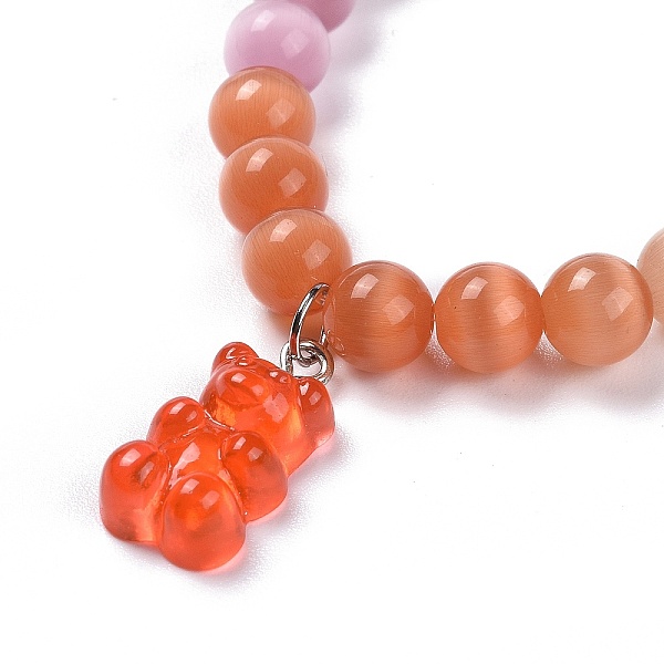 PandaHall Bear Resin Stretch Charm Bracelets, with Round Cat Eye Beads, Orange Red, Inner Diameter: 2-1/8 inch(5.5cm) Cat Eye
PandaHall Bear Resin Stretch Charm Bracelets, with Round Cat Eye Beads, Orange Red, Inner Diameter: 2-1/8 inch(5.5cm) Cat Eye