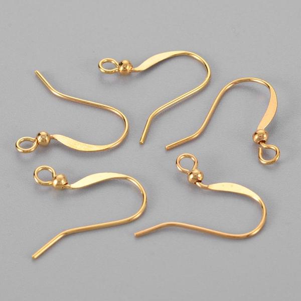 PandaHall Brass French Earring Hooks, Flat Earring Hooks, Ear Wire, with Beads and Horizontal Loop, Lead Free, Golden, 15mm, Hole: 2mm Brass
PandaHall Brass French Earring Hooks, Flat Earring Hooks, Ear Wire, with Beads and Horizontal Loop, Lead Free, Golden, 15mm, Hole: 2mm Brass